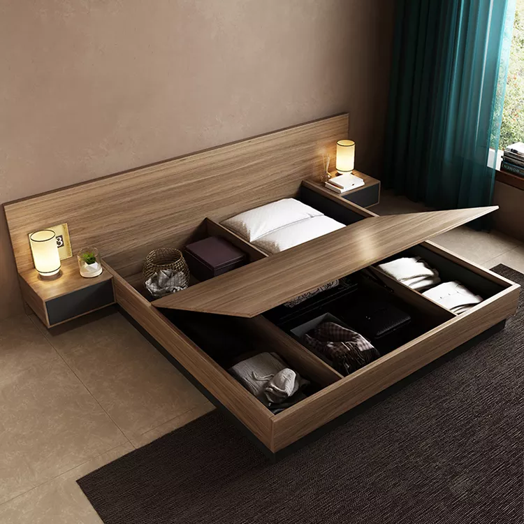 廉价床带储物木箱床设计现代酒店公寓卧室家具