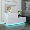 高光床头柜单元 LED 灯现代卧室家具 2 抽屉床头柜桌子